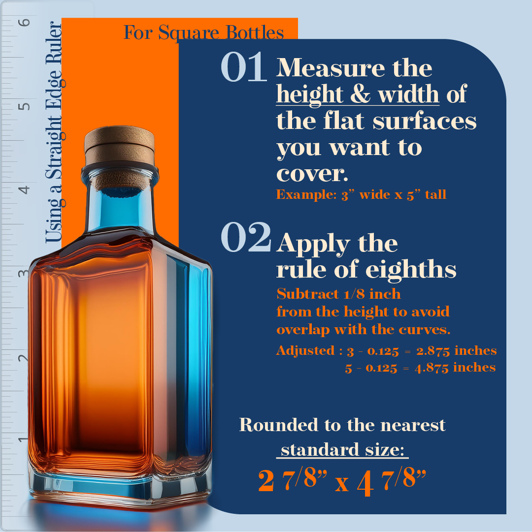 Demonstration of measuring a round bottle's diameter using a straight edge ruler placed at the widest point of the bottle's base